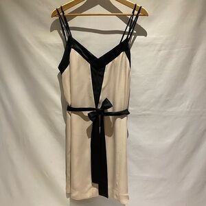 Banana Republic BR Monogram Cream/Black silk dress, size 12
